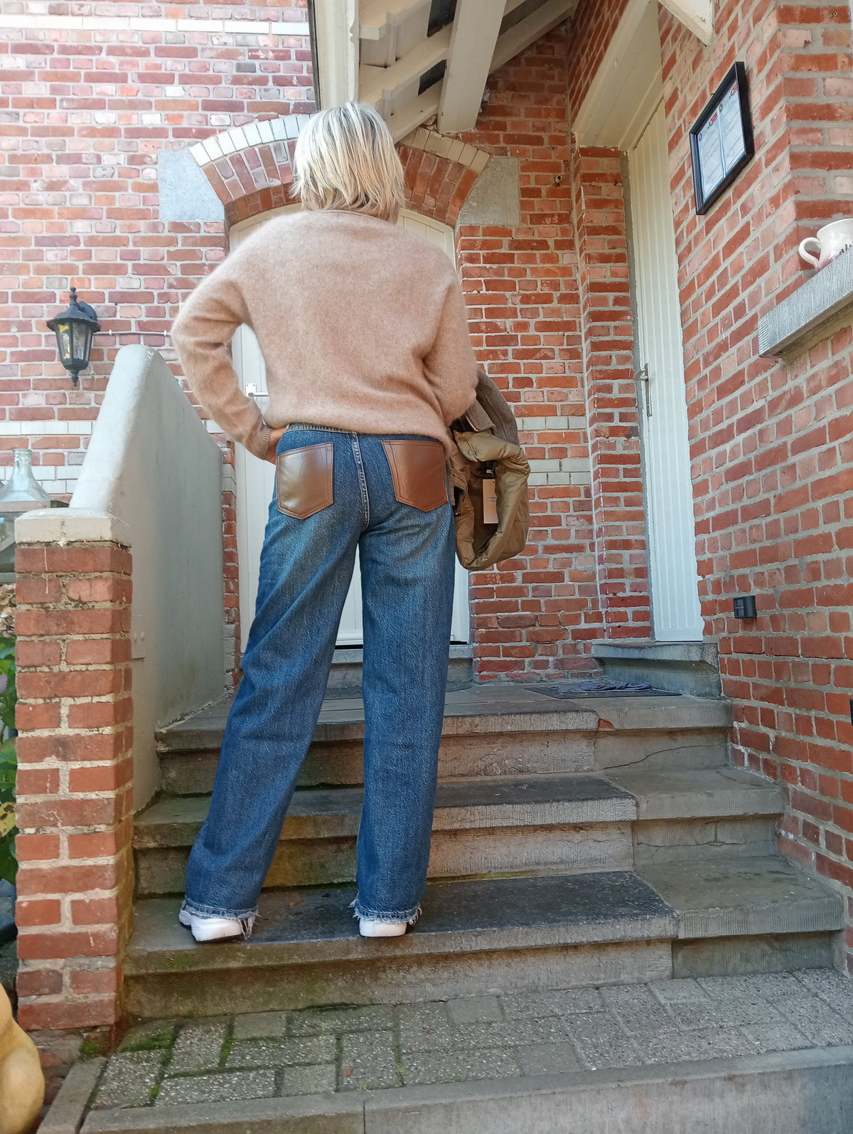 Jeans Billie - blauw met leder